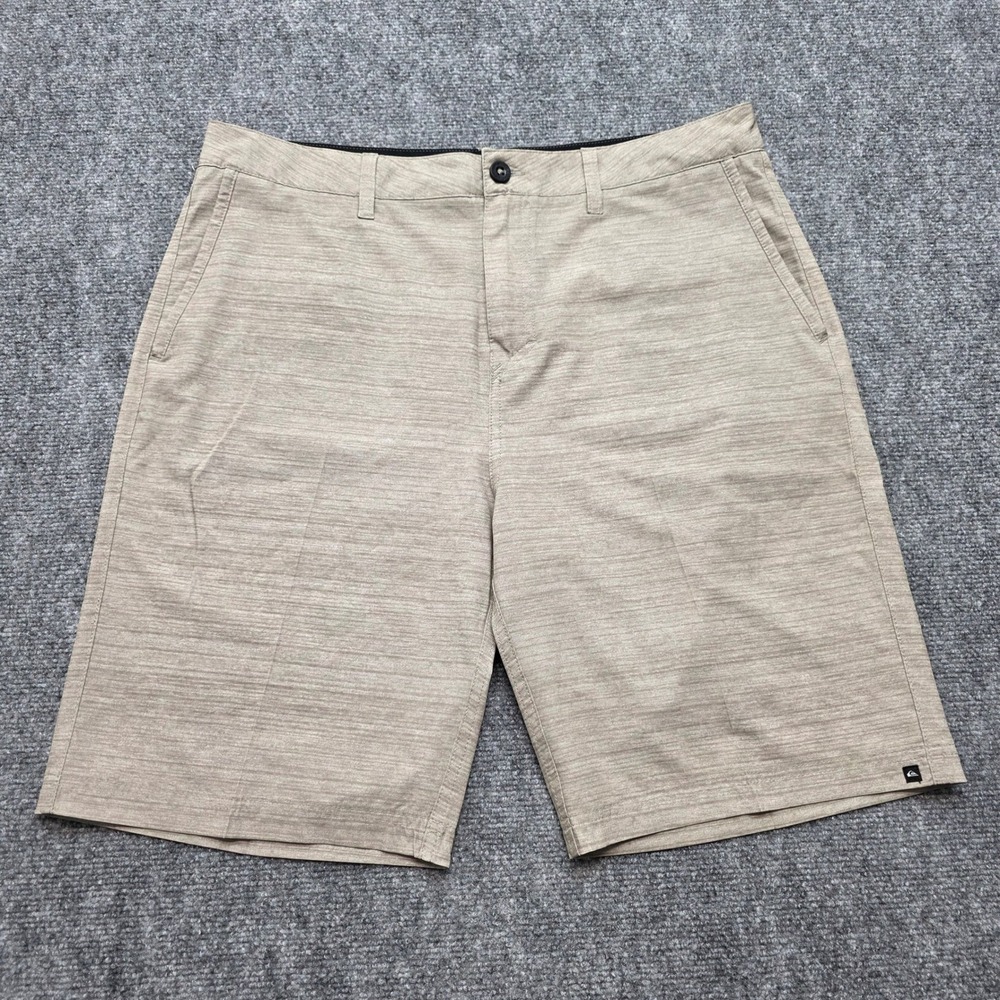 Quiksilver Amphibian Hybrid Shorts Mens 40 Tan Heather 4-Way Stretch Boardshorts